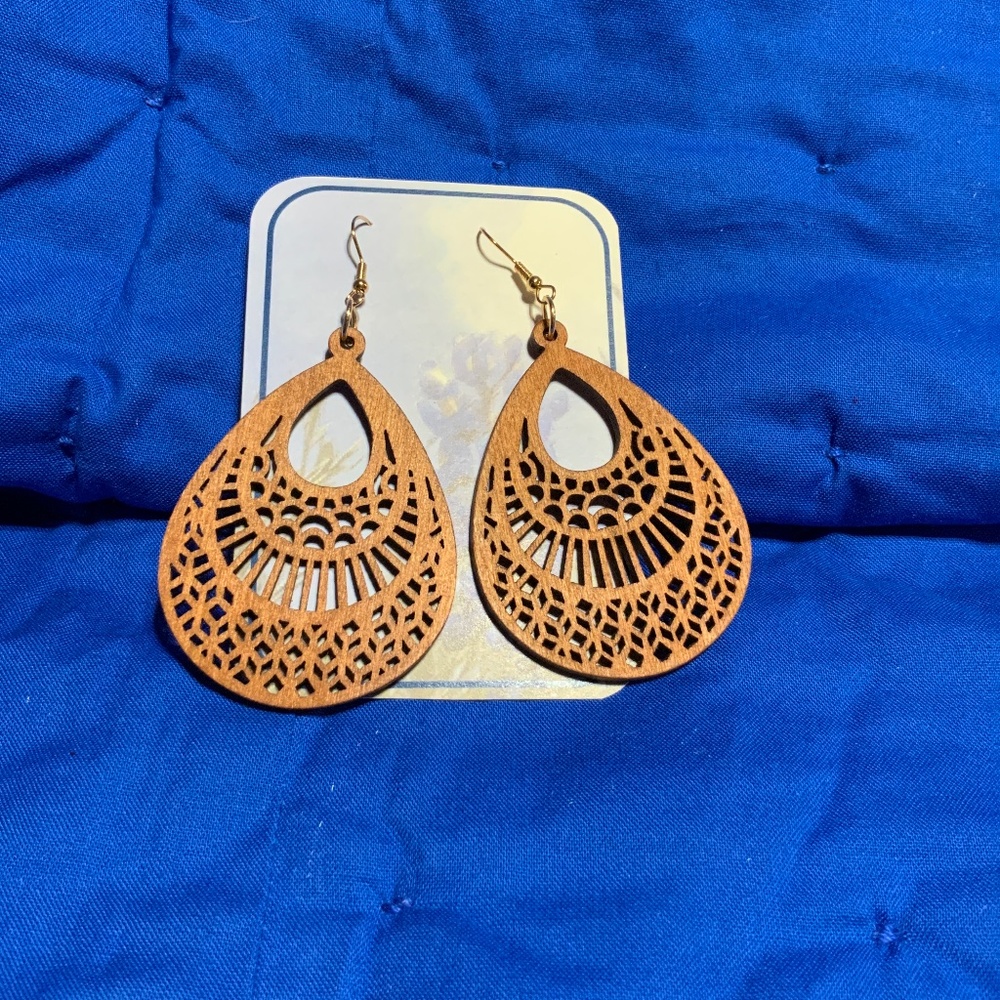 Carved Wooden Earrings